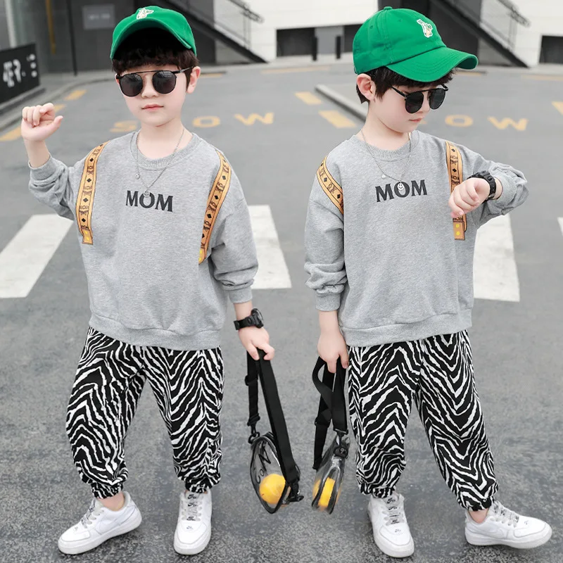 

Big Boy Cartoon Backpack Two-piece Set for Boys' Spring 2021 New Children's Sports