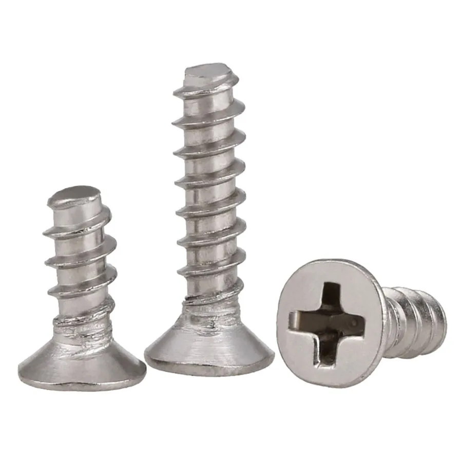 

50Pcs 304 Stainless Steel Countersunk Head Flat Tail Self Tapping Screws M2 M2.2 M2.6 M3 M4 Slotted Screws