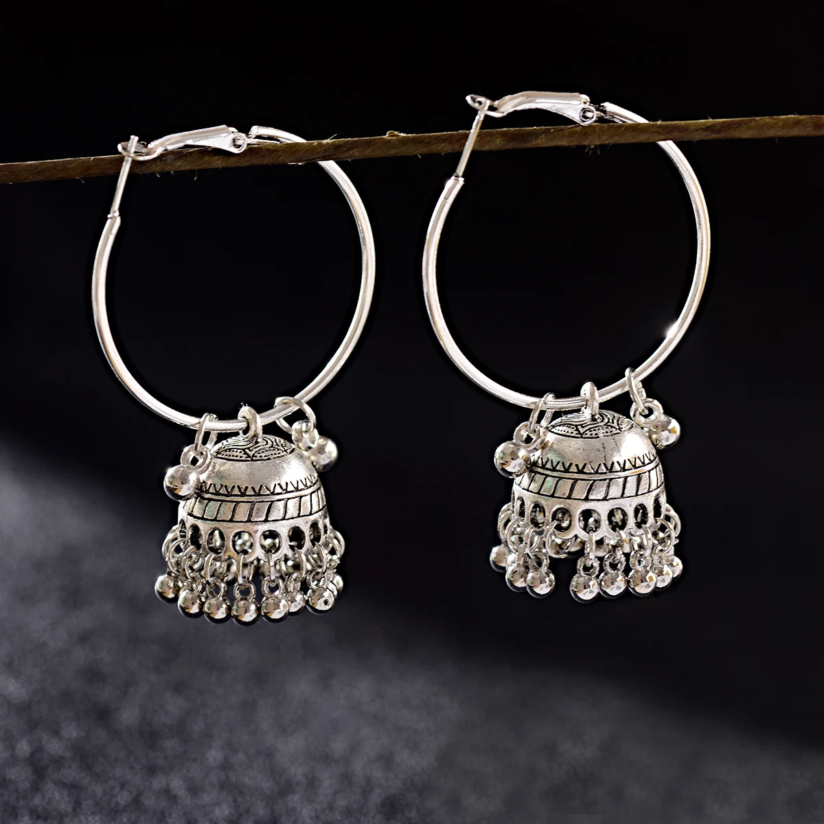 OIQUEI классические Этнические Ретро женские круглые индийские серьги Jhumka