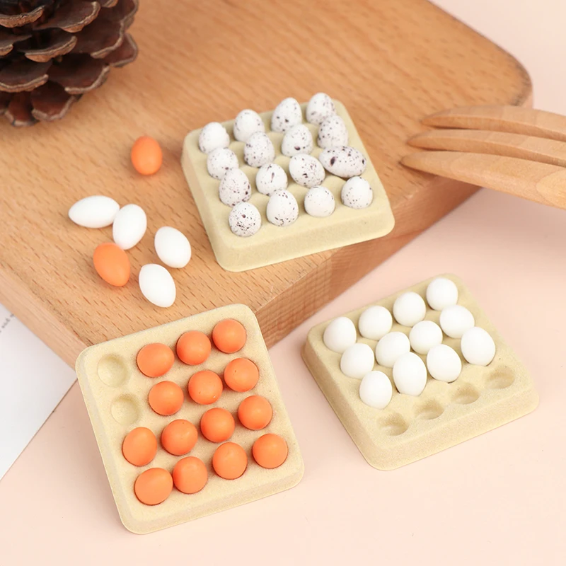 

1Set 1:12 Dollhouse Miniature Eggs Kitchen Food Model (Tray+16Pcs Eggs) Kitchen Decor