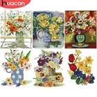 Наборы для вышивки крестиком HUACAN, белая Цветочная вышивка из парусины, наборы 11CT 14CT, сделай сам, подарок, украшение для дома, цветок в вазе