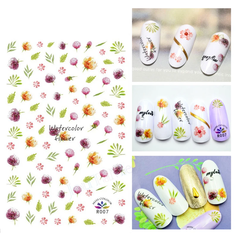 Наклейка для ногтей в виде цветка Gomphrena фиолетовые лепестки Слайдеры маникюра