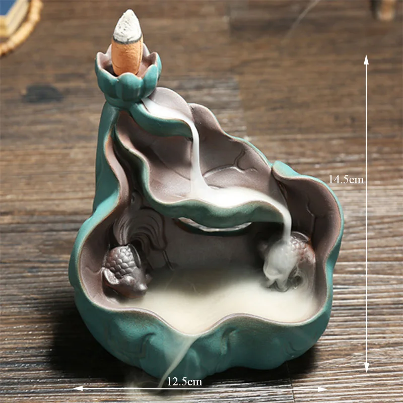 Курильница с зеленым лотосом для дома и офиса подставка благовоний Водопад