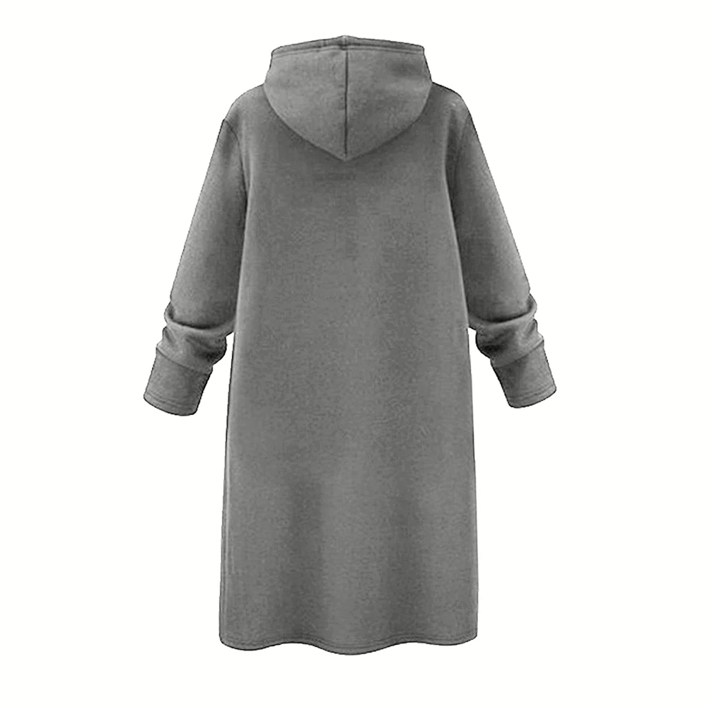 

Woman Dress Autumn Winter Vestido Feminino Solid Long Hooded Sweatshirt Jumper Dress Women Clothing Casual Straight Dresses