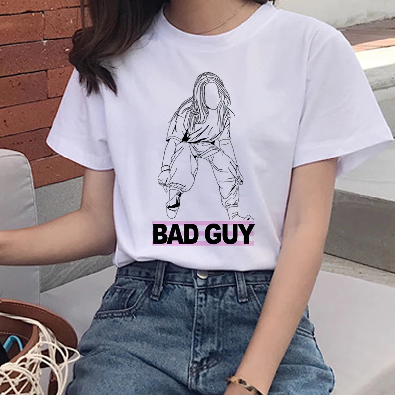 Билли эйлиш Харадзюку футболка для женщин I Am A Bad Guy Ullzang Graphic Эстетическая