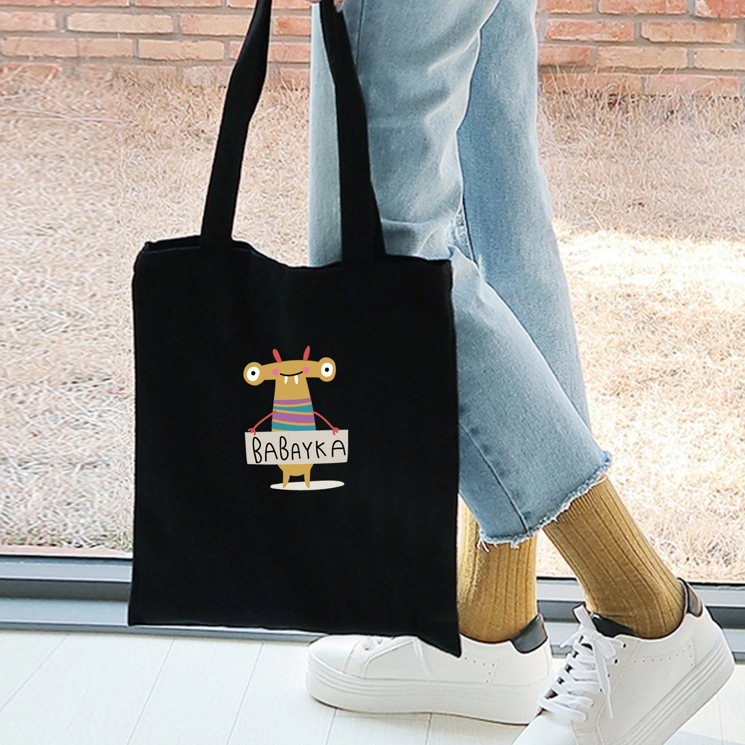 

Creative Cartoon Bug Printing Series Simple Casual Canvas Tote Shopping Bag Eco Large Capacity Women Shoulder Bags Kawaii