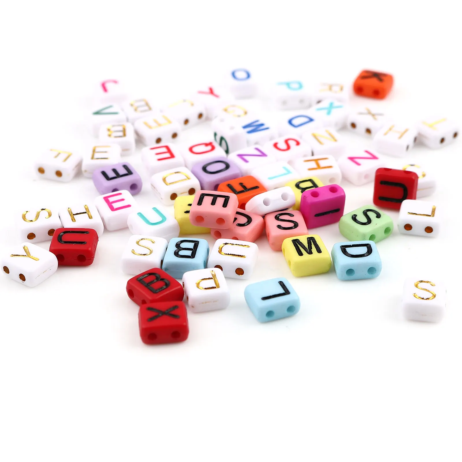 

8mm Random Rectangle Two Holes Acrylic Beads Alphabet Loose Spacer Beads Jewelry Making Handmade DIY Bracelet Necklace,300PCs