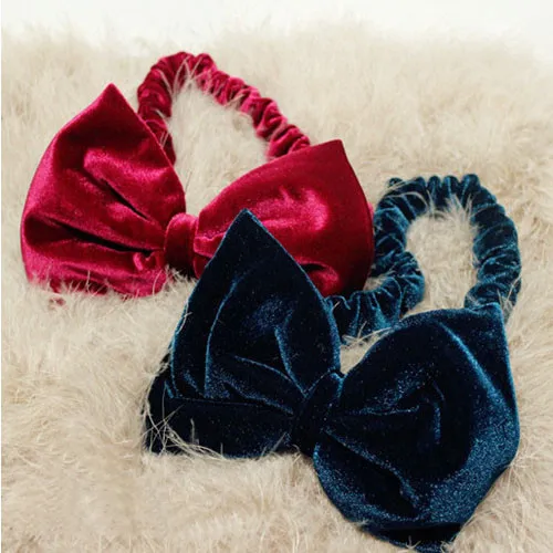 Женская бархатная повязка на голову с большим бантом| |