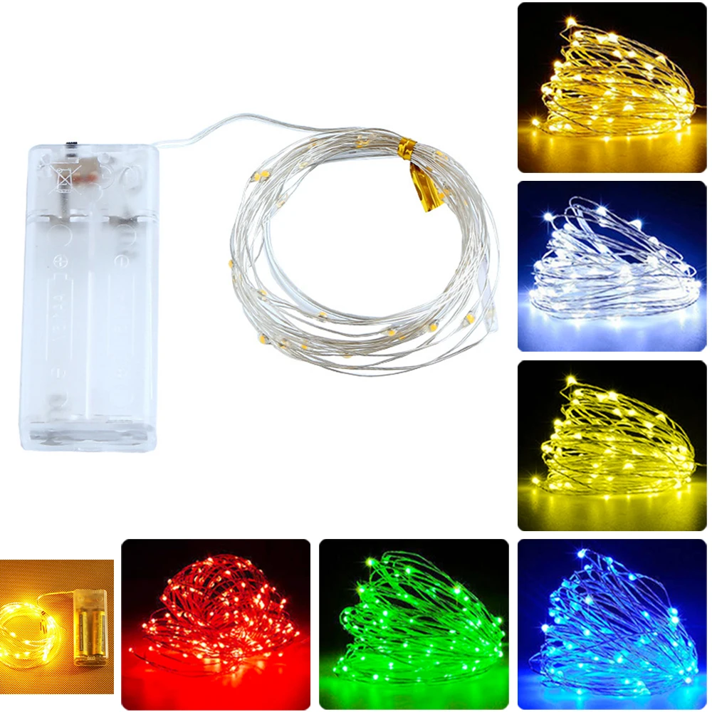 

Led Fairy Lights Copper Wire String 1M 2M 3M Holiday Outdoor Waterproof Lamp Garland For Christmas Tree Wedding Party Decoration