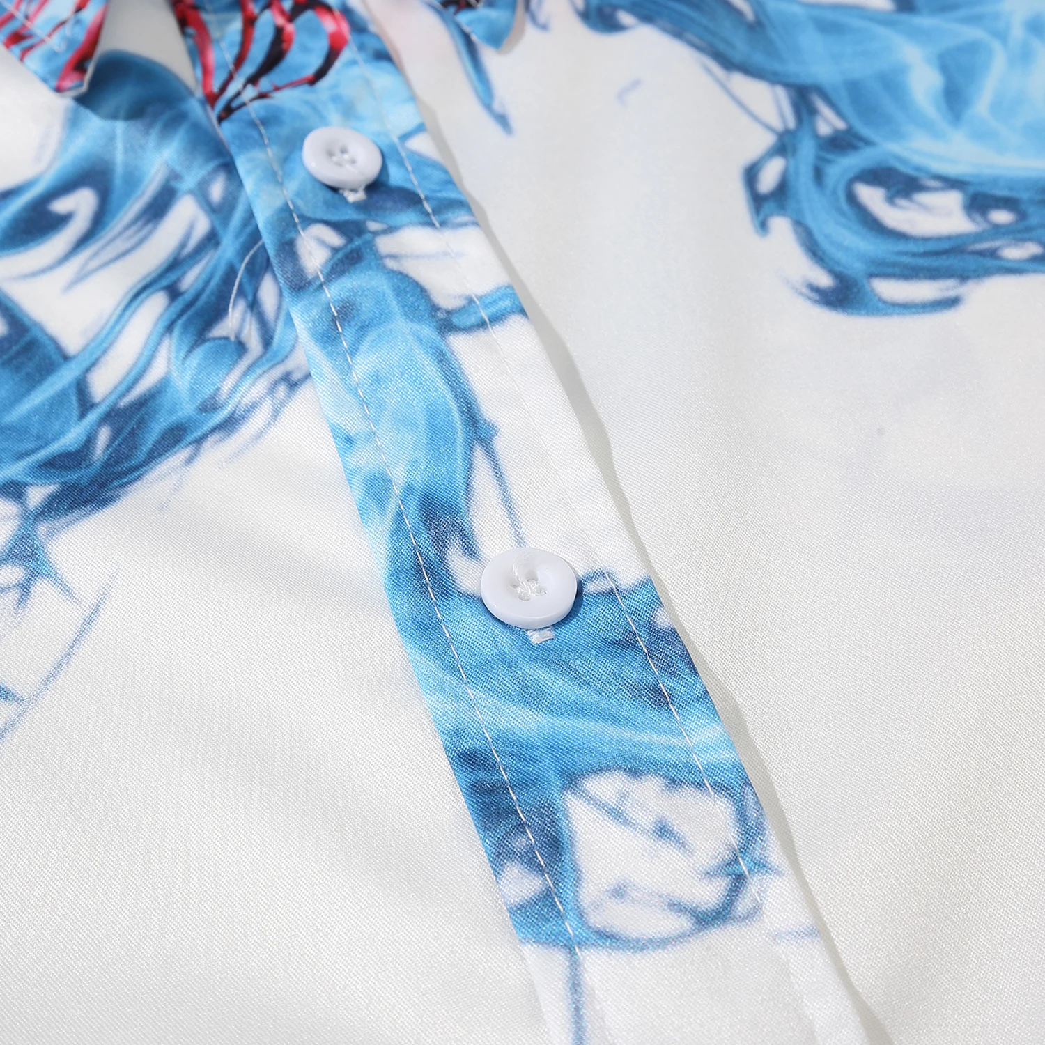 Гавайская пляжная рубашка с голубым дымчатым принтом для мужчин и женщин уличная