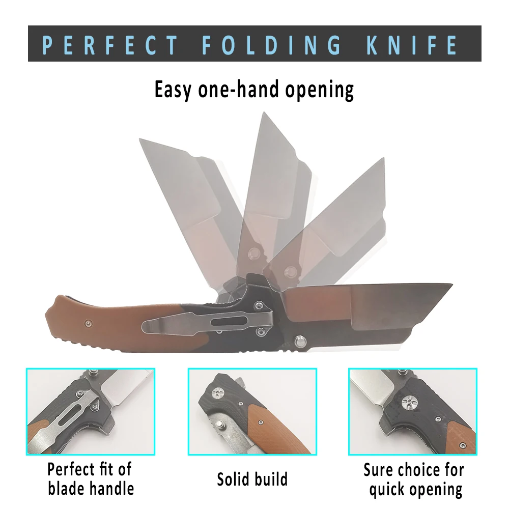 Складной нож 60 61HRC с шарикоподшипником лезвие D2 рукоятка G10 охотничий для