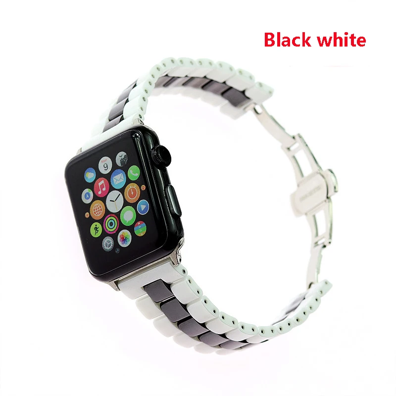 Спортивные Керамика бабочка петля ремешок для наручных часов Apple Watch 4 полосным 44 мм/40 мм наручных часов iwatch серии 4/3/2, ремешок 42 мм, 38 мм, версия соединитель на запястье браслет ремень