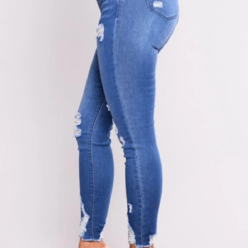 

Straight Jeans Woman New Jean Femme Streetwear Broek Dames Elastic Woman Pants Ripped Pantalones Largos Blue Jeans Trousers