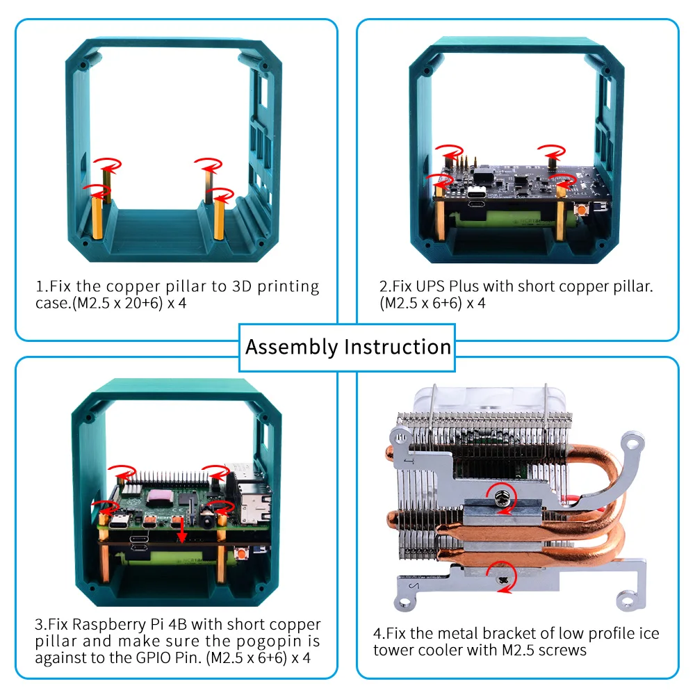 UPS V5 Plus Cover-ups With RTC Power Supply Device Ice Tower 3D Printer Case for Raspberry Pi 4B / 3B+ /3B | Компьютеры и офис