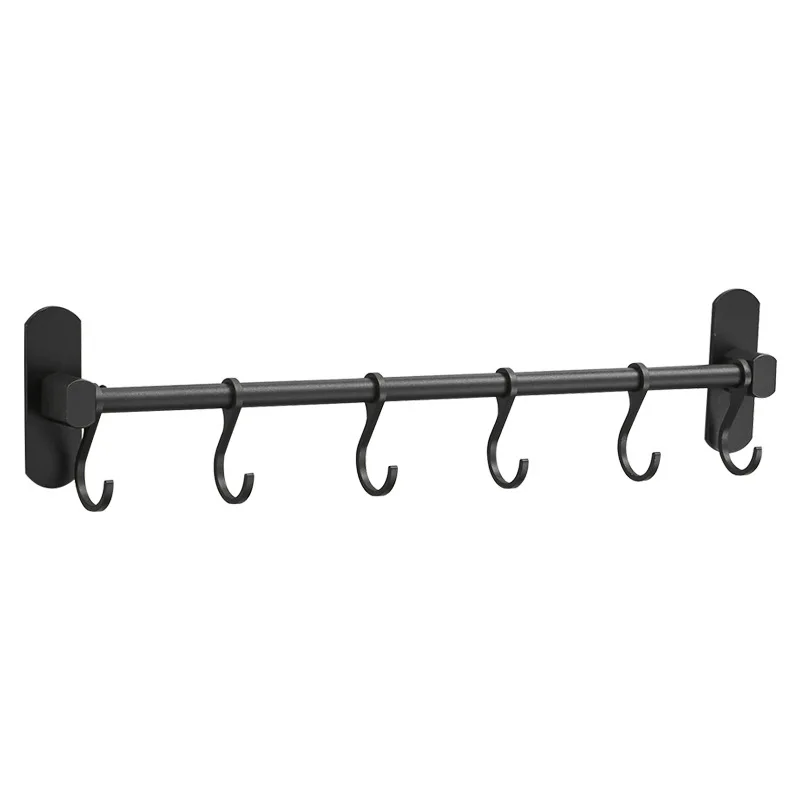 

Kitchen Rail Rack Wall Mounted Utensil Hanging Rack - 6 Hooks, 40cm Length