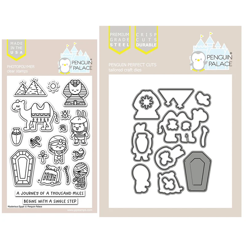 

New Arrival Mummy Pharaoh Camel Pyramid Metal Cutting Dies and Clear Stamps Scrapbooking Letters Craft Stencil Album Sheet Decor