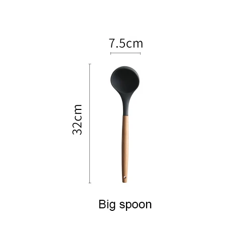 Big spoon Силиконовые кухонные инструменты Наборы для приготовления пищи суповая ложка лопатка антипригарная лопата с деревянной ручкой специальная термостойкая конструкция - Цвет: Big spoon