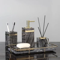 bathroom accessories set marble soap dispenser toothbrush holderrack gargle cups dishes tray lavatory wedding gifts