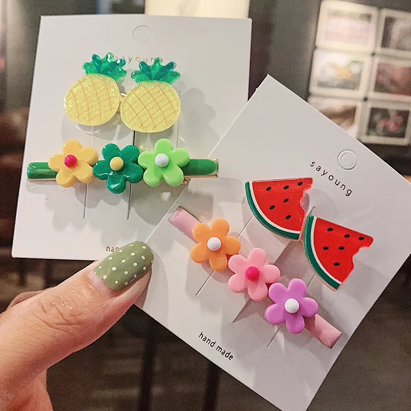 2 шт./компл. модные детские девушки принадлежности для волос заколки фруктовые