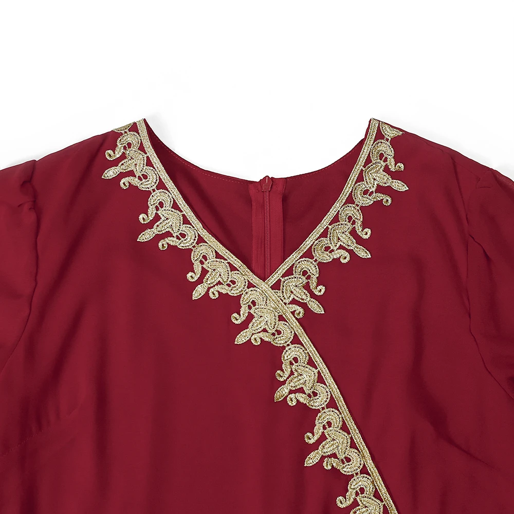 BUSHRA Moroccan Turkish Kimono Elegant Waist Women Dresses Muslim Abayas Embroidery Dashiki Chiffon Robe Kaftan Dress 2022 New