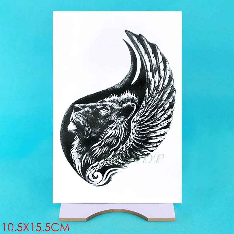 Водонепроницаемая Временная тату наклейка с изображением крыльев льва корона