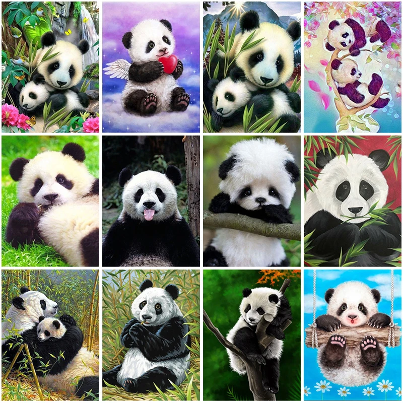 

Panda DIY 5D Diamond Painting Round Full Drill Rhinestone Mosaic Cartoon Animal Diamond Embroidery Cross Stitch Kits Home Decor