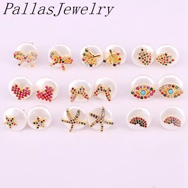 10 пар новые трендовые круглые серьги гвоздики с золотым наполнителем и