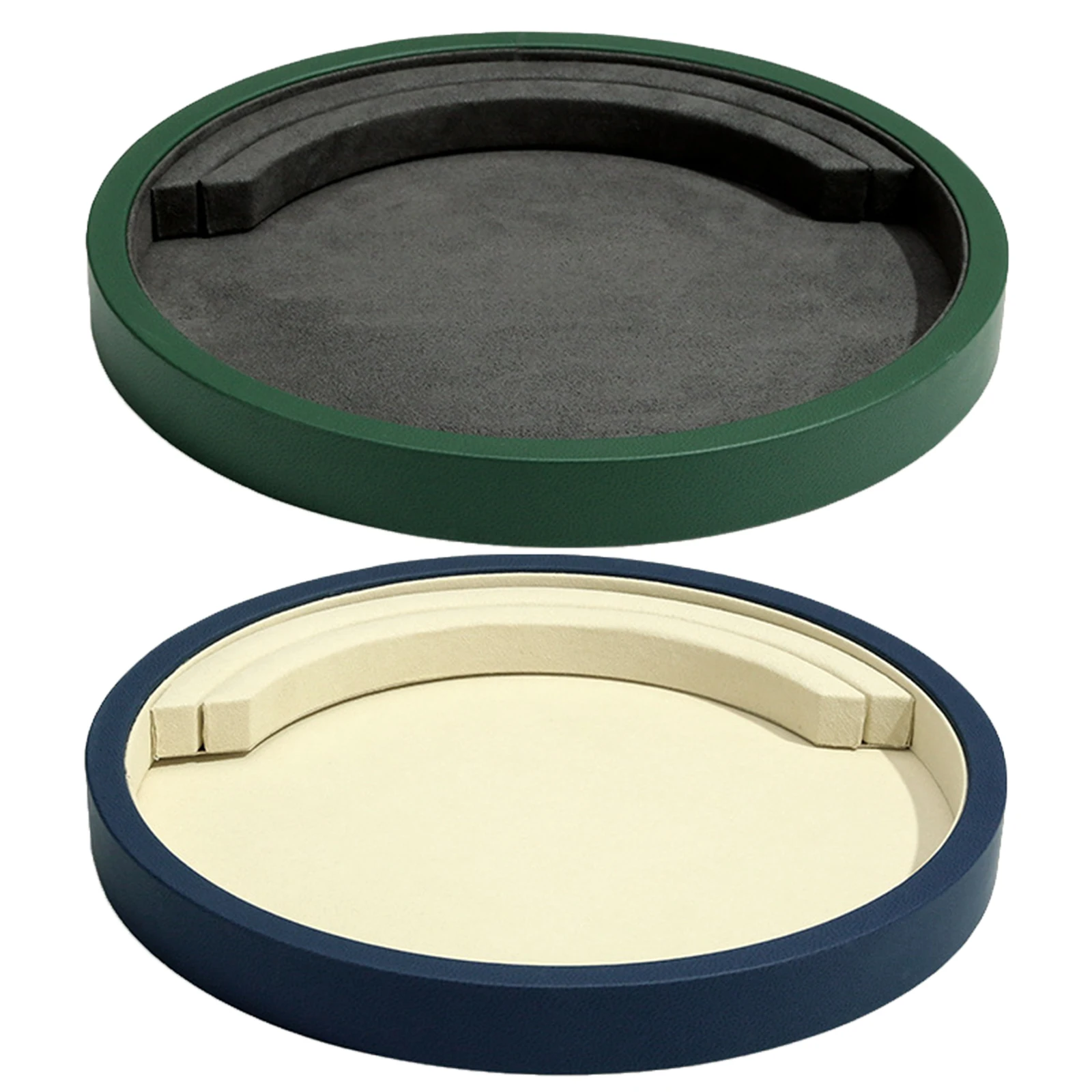 

25cm PU Leather Desktop Round Jewelry Display Tray Storage Tray for Sundries Ring Earring