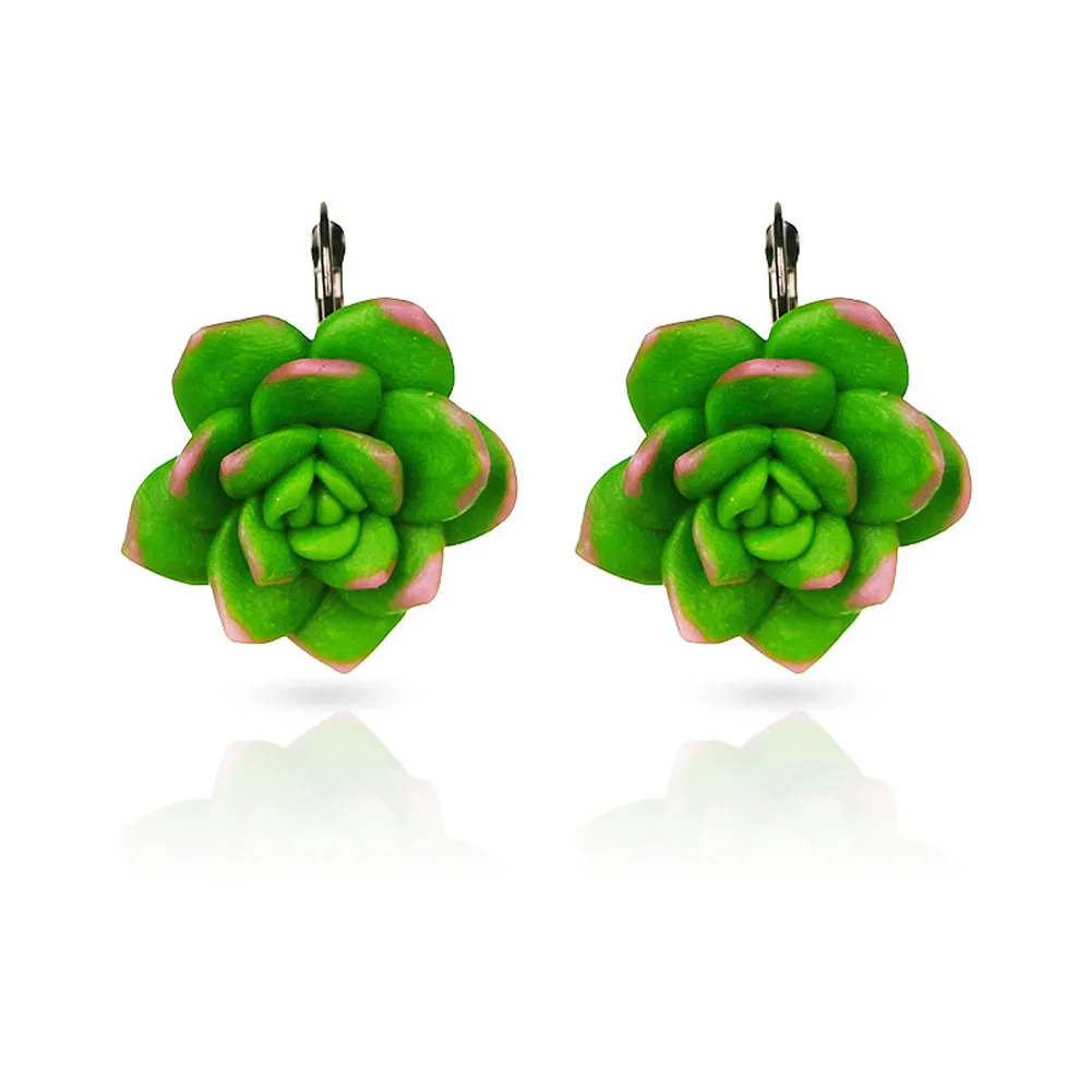 Lovely lady metal Green Mismatched Colorful Funny Cactus Succulents Plant Flower Earrings Jewelry F801 | Украшения и аксессуары