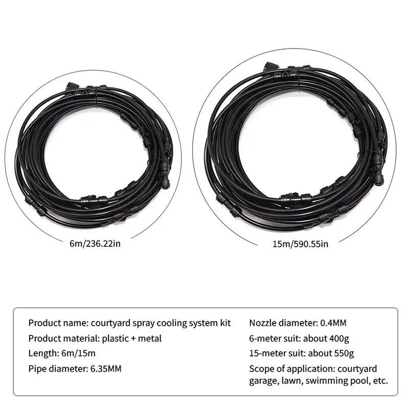 

6/15M Garden Sprayer Misting Swimming Pool Sprayer Outdoor Atomization System Water Spray Cool Greenhouse Irrigation Garden Tool