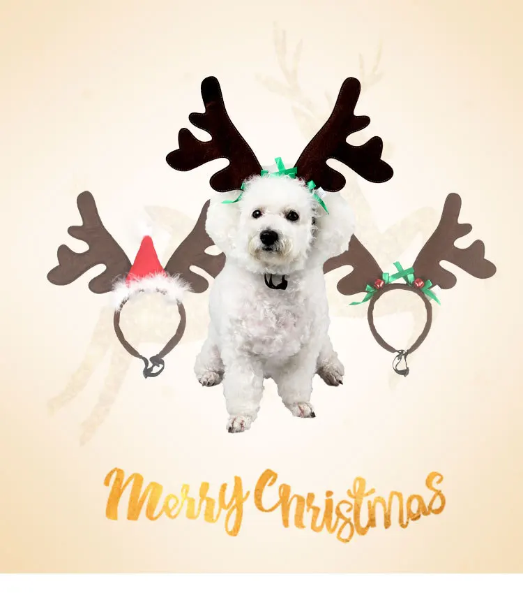 

Dog Elk Reindeer Antler Headband Santa Hat Christmas Costume Deer Ears Headwear Accessories for Dogs Cats Pet