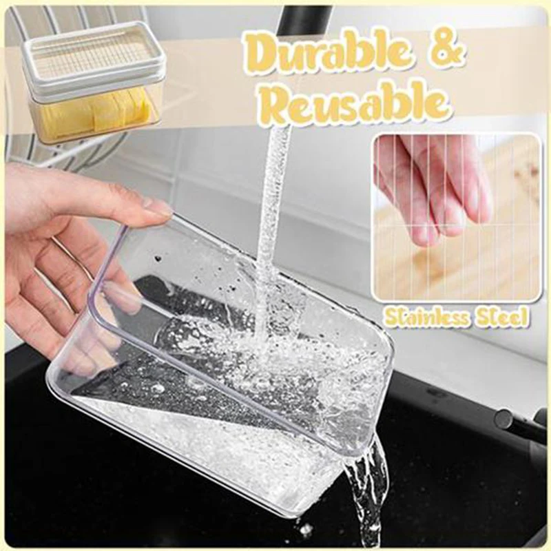 

Butter Cutting Container Stainless Steel Tangent With Lid Rectangle Container Sealing Fresh-keeping Portable Storage Baking Tool