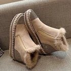 Теплые зимние женские ботинки с натуральными волосами и кристаллами, на резинке, на массивной подошве, на платформе, большой размер 44, водонепроницаемые ботинки до щиколотки