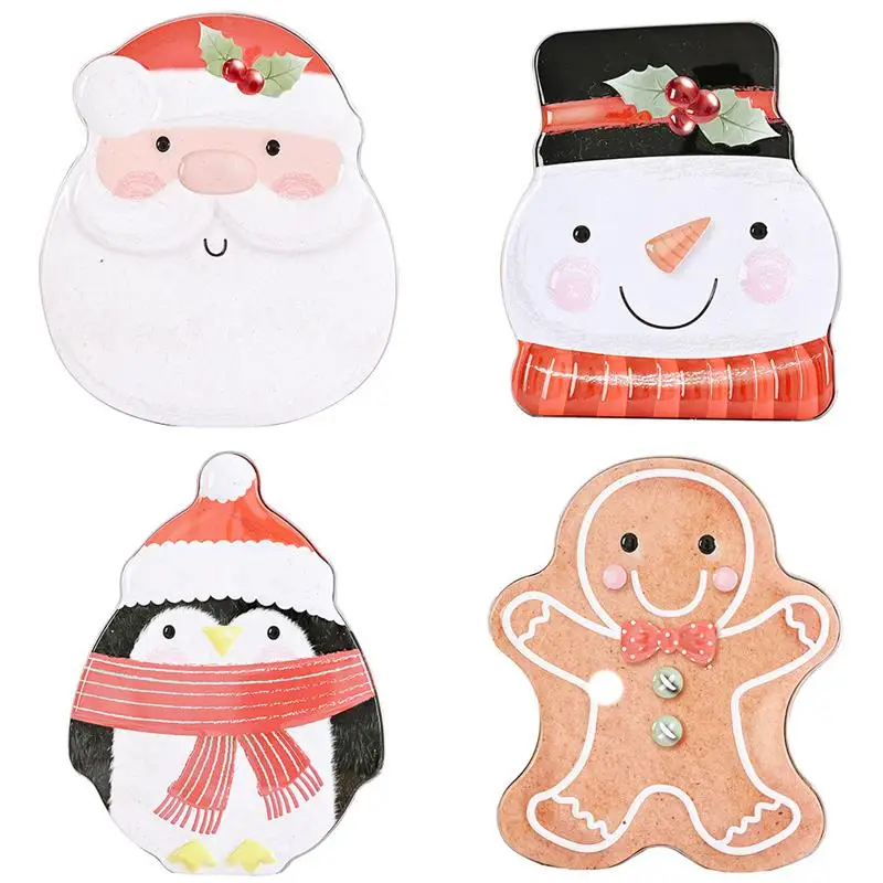 

4Pcs Christmas Tinplate Candy Boxes Practical Gift Containers for Candy