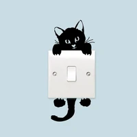 diy cute black cat switch decal wallpaper wall stickers for kids home decoration sticker decal cat fairy moon star