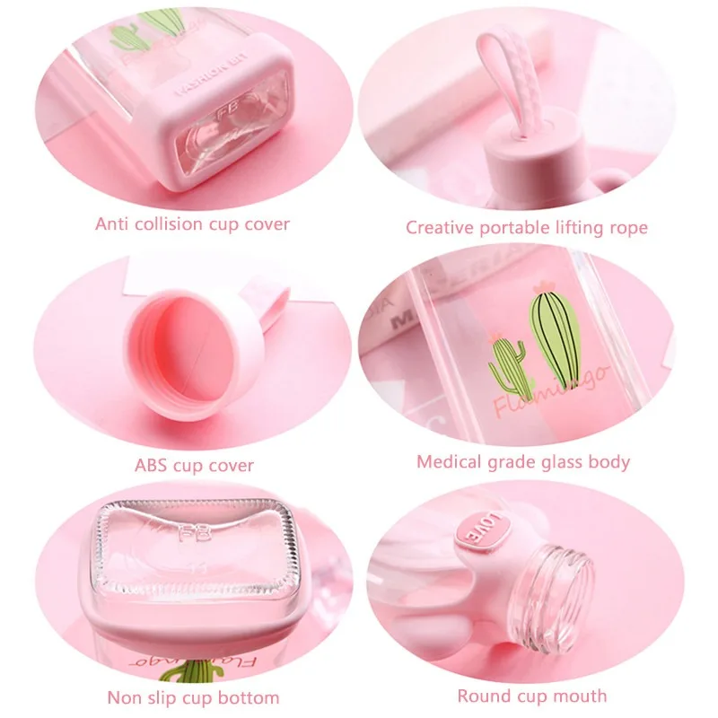 

Sports Water Bottle Cherry Blossom Cup Glass Water Bottle Girl's Fresh Cute Portable Sports Bottle Outdoor Cup Water Bottles