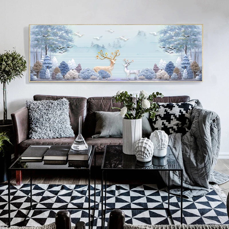 

Yuke Art White Elk Wild Animals Canvas Painting Scandinavia Posters and Prints Cuadros Wall Art Pictures For Living Room