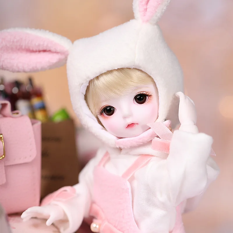 Fullset милая кукла девушка крем 1/6 sd bjd игрушки 26 см тело из смолы с плюшевым кроликом