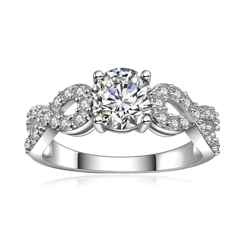 Изысканные обручальные и свадебные кольца с фианитом для женщин серебряного