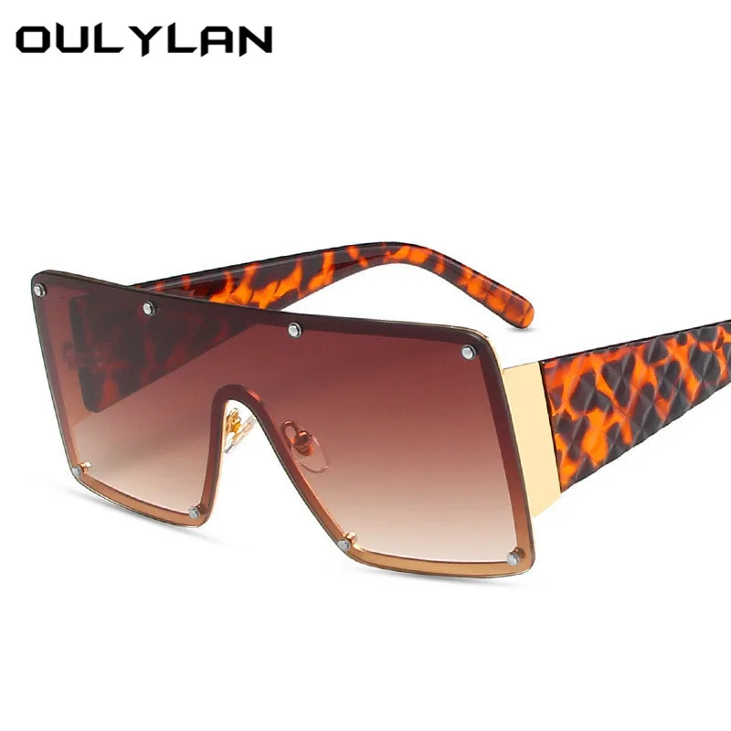 

Oulylan Fashion Oversized Sunglasses Women Men Vintage One Piece Sun Glasses Alloy Big Frame Outdoors shades for Ladies Goggles