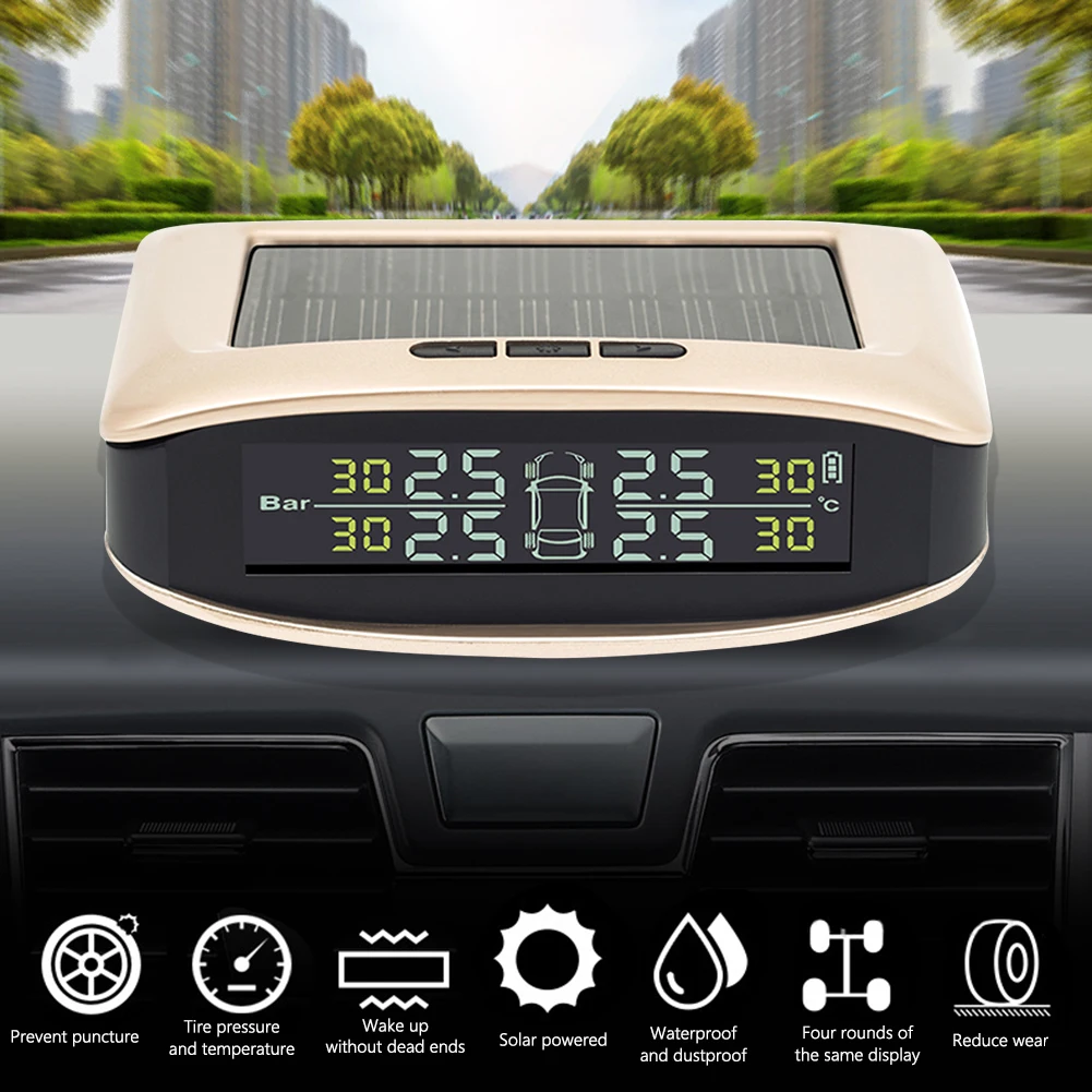 

Solar Car TPMS Tire Pressure Monitoring System LCD Display Driver Solar Wireless Car Tire Pressure Monitoring System