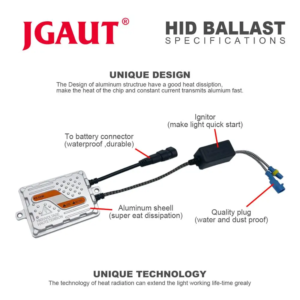 JGAUT Xenon HID комплект AC Автомобильный свет фары быстрый старт 9005 HB3 9006 HB4 55 Вт 3000K 4300K