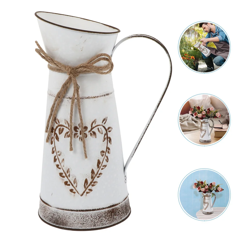 

Flower Bouquets Arrangement Vase Iron Pot Home Office Table Centerpiece Decor