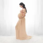Платье для беременных, с открытыми плечами, с разрезом спереди, для фотосессий, платье макси для беременных