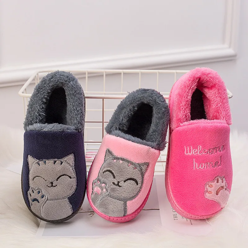 2019 Winter Kids Flip Flops Slippers Home Baby Girl Clothes Slipper Boys Indoor Cotton Cartoon Cats Room Skid Warm | Детская одежда и