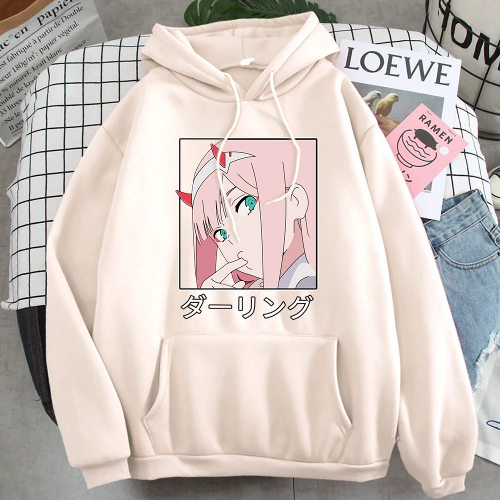 

Толстовка Zero Two, милые мужские толстовки с японским аниме, флисовые свитшоты, винтажный теплый пуловер в стиле хип-хоп для мужчин, рок