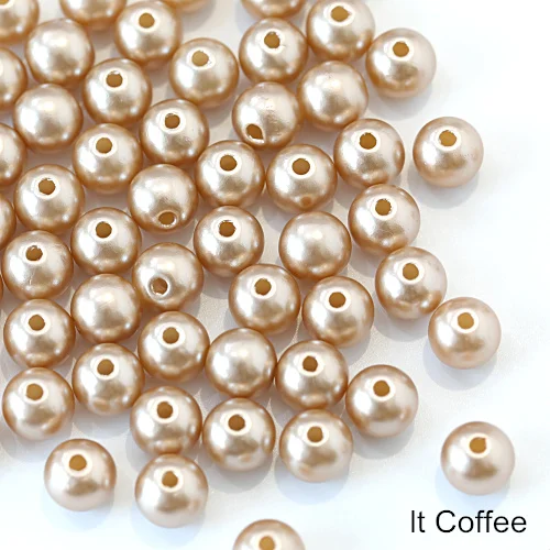 lt coffee Много цветов ABS имитация жемчуга круглые бусины с дырочками DIY браслет серьги Подвески швейные бусы ожерелье Изготовление ювелирных изделий B3625 - Цвет: lt coffee