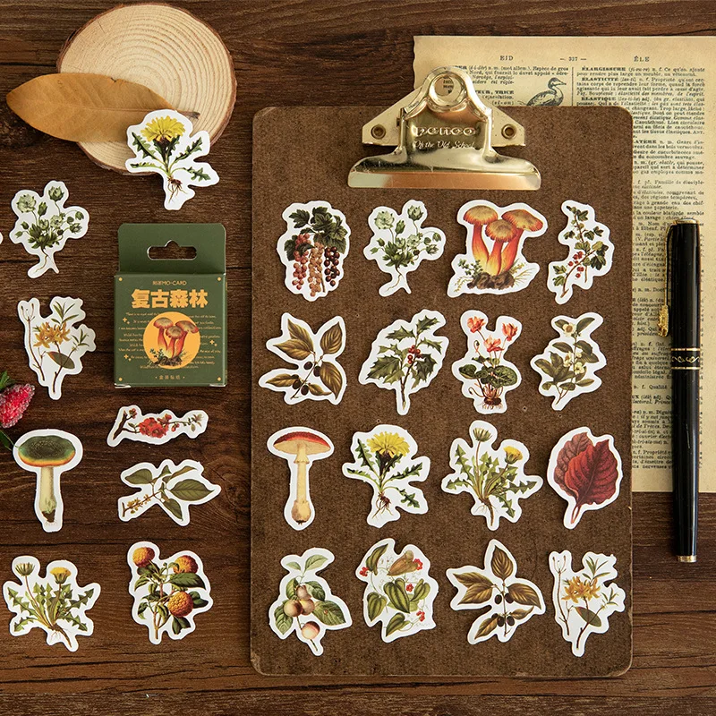 

46pcs Retro Forest Series Kawaii Cute Stickers DIY Journal Lovely Stationery Sticker Aesthetic Planner DIary Scrapbook Sticky