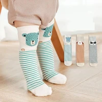 2021 spring new 3 pairslot baby socks knee high boy girl infant toddler cotton long socks anti slip cute cartoon animal socks