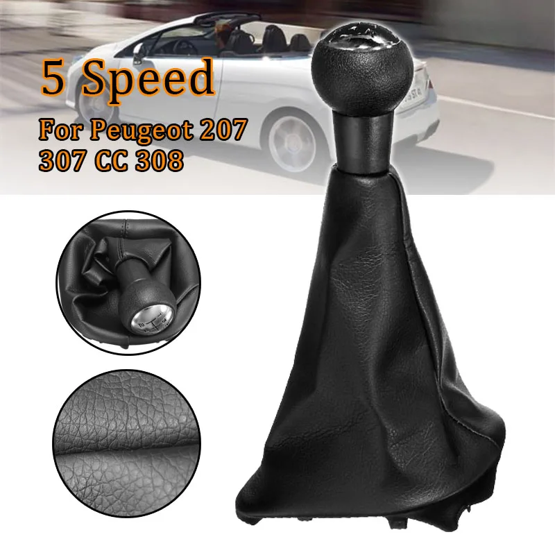 

5 Speed Car Gear Shift Knob Handball Gear Head Dust Cover With Gaitor Dust Cover For Peugeot 207 307 CC 308 3008